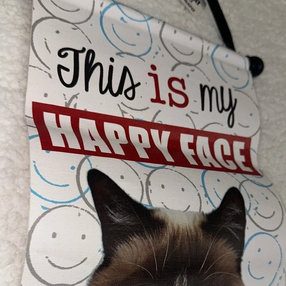 Ganz Grumpy Cat This Is My Happy Face Cotton Canvas Wall Hanging Banner HGC13305